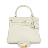 Hermes Kelly Retourne 25 New White Swift Gold Hardware - Thumbnail View 1