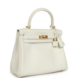 Hermes Kelly Retourne 25 New White Swift Gold Hardware - Thumbnail View 2
