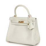 Hermes Kelly Retourne 25 New White Swift Gold Hardware - Thumbnail View 5