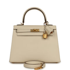 Hermes Kelly Sellier 25 Nata Epsom Gold Hardware