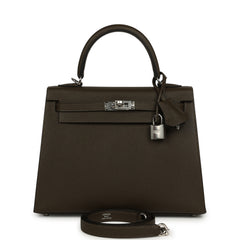 Hermes Kelly Sellier 25 Vert Loden Epsom Palladium Hardware