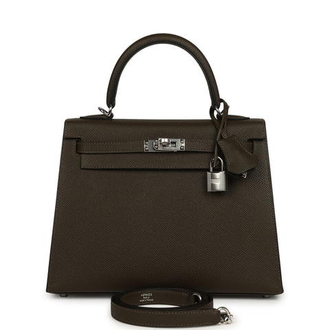 Hermes Kelly Sellier 25 Vert Loden Epsom Palladium Hardware