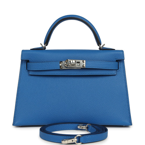 Hermes Kelly Sellier 20 Bleu Zellige Epsom Palladium Hardware