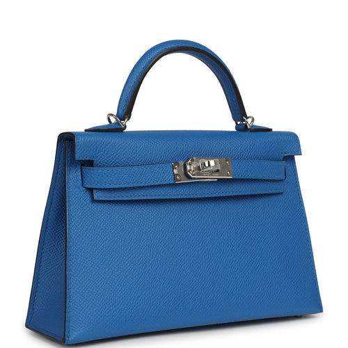 Hermes Kelly Sellier 20 Bleu Zellige Epsom Palladium Hardware