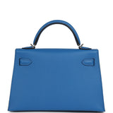 Hermes Kelly Sellier 20 Bleu Zellige Epsom Palladium Hardware - Thumbnail View 4