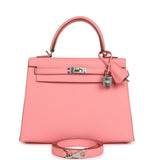 Hermes Kelly Sellier 25 Rose Confetti Epsom Palladium Hardware - Thumbnail View 1