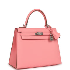 Hermes Kelly Sellier 25 Rose Confetti Epsom Palladium Hardware