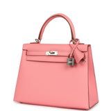 Hermes Kelly Sellier 25 Rose Confetti Epsom Palladium Hardware - Thumbnail View 5