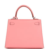 Hermes Kelly Sellier 25 Rose Confetti Epsom Palladium Hardware - Thumbnail View 4