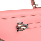 Hermes Kelly Sellier 25 Rose Confetti Epsom Palladium Hardware - Thumbnail View 7