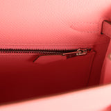 Hermes Kelly Sellier 25 Rose Confetti Epsom Palladium Hardware - Thumbnail View 9