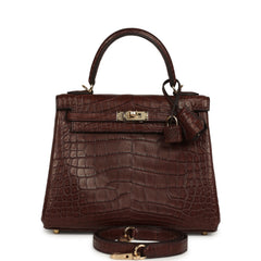 Hermes Kelly Retourne 25 Havane Matte Alligator Permabrass Hardware