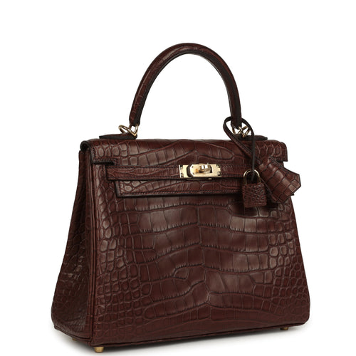 Hermes Kelly Retourne 25 Havane Matte Alligator Permabrass Hardware