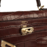 Hermes Kelly Retourne 25 Havane Matte Alligator Permabrass Hardware - Thumbnail View 7