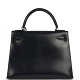Vintage Hermes Kelly Sellier 28 Bleu Navy Box Gold Hardware - Thumbnail View 4