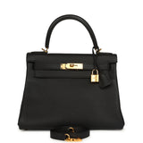 Pre-owned Hermes Kelly Retourne 28 Black Togo Gold Hardware - Thumbnail View 1