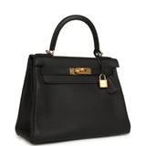 Pre-owned Hermes Kelly Retourne 28 Black Togo Gold Hardware - Thumbnail View 2