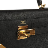 Pre-owned Hermes Kelly Retourne 28 Black Togo Gold Hardware - Thumbnail View 7