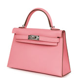 Hermes Kelly Sellier 20 Rose Confetti Epsom Palladium Hardware - Thumbnail View 5