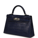 Hermes Kelly Sellier 20 Bleu Saphir Matte Alligator Palladium Hardware - Thumbnail View 5