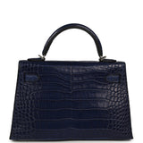 Hermes Kelly Sellier 20 Bleu Saphir Matte Alligator Palladium Hardware - Thumbnail View 4