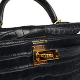 Pre-owned Hermes Kelly Sellier 20 Bleu Nuit Matte Alligator Gold Hardware - Thumbnail View 7