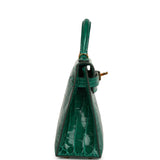 Pre-owned Hermes Kelly Sellier 20 Emerald Shiny Alligator Gold Hardware - Thumbnail View 3