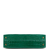 Pre-owned Hermes Kelly Sellier 20 Emerald Shiny Alligator Gold Hardware - Thumbnail View 6
