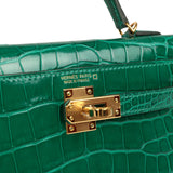 Pre-owned Hermes Kelly Sellier 20 Emerald Shiny Alligator Gold Hardware - Thumbnail View 7