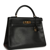 Vintage Hermes Kelly Retourne 32 Black Ardennes Gold Hardware - Thumbnail View 2