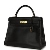 Vintage Hermes Kelly Retourne 32 Black Ardennes Gold Hardware - Thumbnail View 5