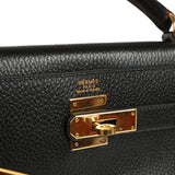 Vintage Hermes Kelly Retourne 32 Black Ardennes Gold Hardware - Thumbnail View 7