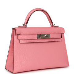 Hermes Kelly Sellier 20 Rose Confetti Verso Chevre Mysore Palladium Hardware