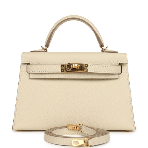 Hermes Special Order (HSS) Kelly Sellier 20 Craie Verso Epsom Gold Hardware