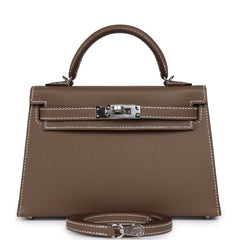 Hermes Kelly Sellier 20 Etoupe Epsom Palladium Hardware