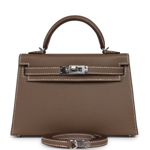 Hermes Kelly Sellier 20 Etoupe Epsom Palladium Hardware