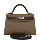 Pre-owned Hermes Kelly Sellier 20 Tri-color Etoupe, Ecorce, Black Epsom Palladium Hardware - Thumbnail View 1