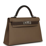 Pre-owned Hermes Kelly Sellier 20 Tri-color Etoupe, Ecorce, Black Epsom Palladium Hardware - Thumbnail View 2