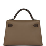 Pre-owned Hermes Kelly Sellier 20 Tri-color Etoupe, Ecorce, Black Epsom Palladium Hardware - Thumbnail View 4
