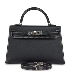 Hermes Special Order (HSS) Kelly Sellier 20 Black Verso Epsom Palladium Hardware