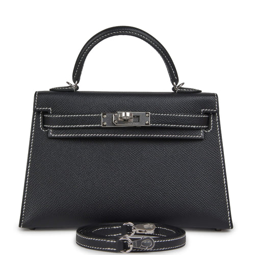 Hermes Special Order (HSS) Kelly Sellier 20 Black Verso Epsom Palladium Hardware