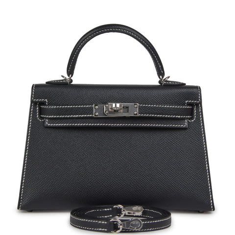 Hermes Special Order (HSS) Kelly Sellier 20 Black Verso Epsom Palladium Hardware