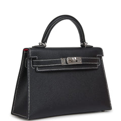 Hermes Special Order (HSS) Kelly Sellier 20 Black Verso Epsom Palladium Hardware
