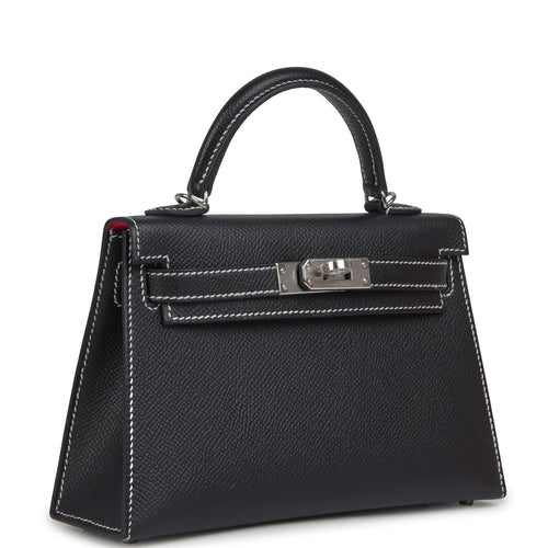 Hermes Special Order (HSS) Kelly Sellier 20 Black Verso Epsom Palladium Hardware