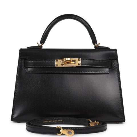 Hermes Kelly Sellier 20 Black Box Gold Hardware