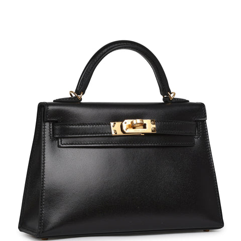 Hermes Kelly Sellier 20 Black Box Gold Hardware