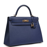 Hermes Kelly Sellier 32 Bleu Saphir Epsom Permabrass Hardware - Thumbnail View 2