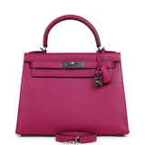 Pre-owned Hermes Kelly Sellier 25 Rose Poupre Epsom Palladium Hardware - Thumbnail View 1