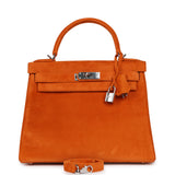 Vintage Hermes Kelly Sellier 28 Orange Doblis Palladium Hardware - Thumbnail View 1