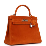 Vintage Hermes Kelly Sellier 28 Orange Doblis Palladium Hardware - Thumbnail View 2